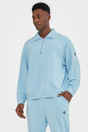 جمبر رجالي بقصة ضيقة مريح بنصف سحاب من الخيزران العضوي
