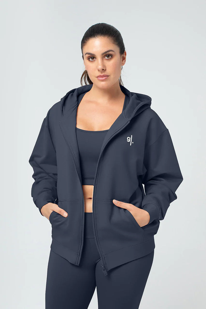 هودي نسائي واسع بسحاب مصنوع من الخيزران العضوي