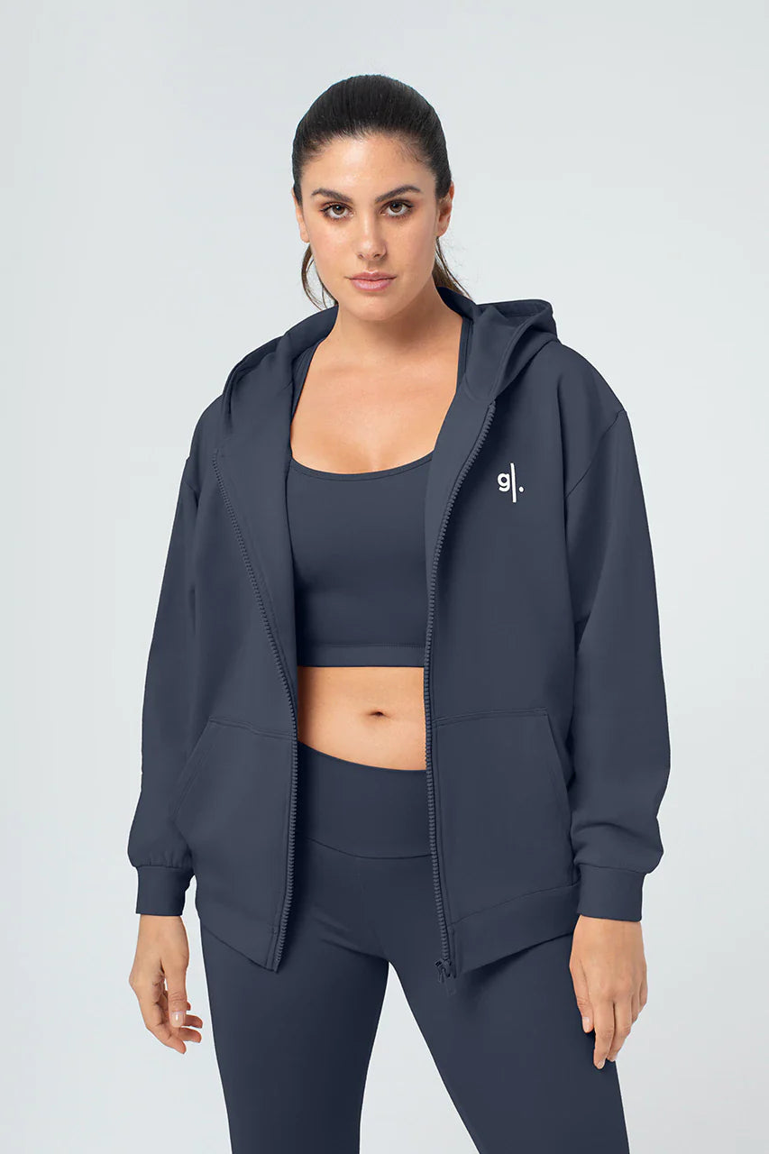 هودي نسائي واسع بسحاب مصنوع من الخيزران العضوي