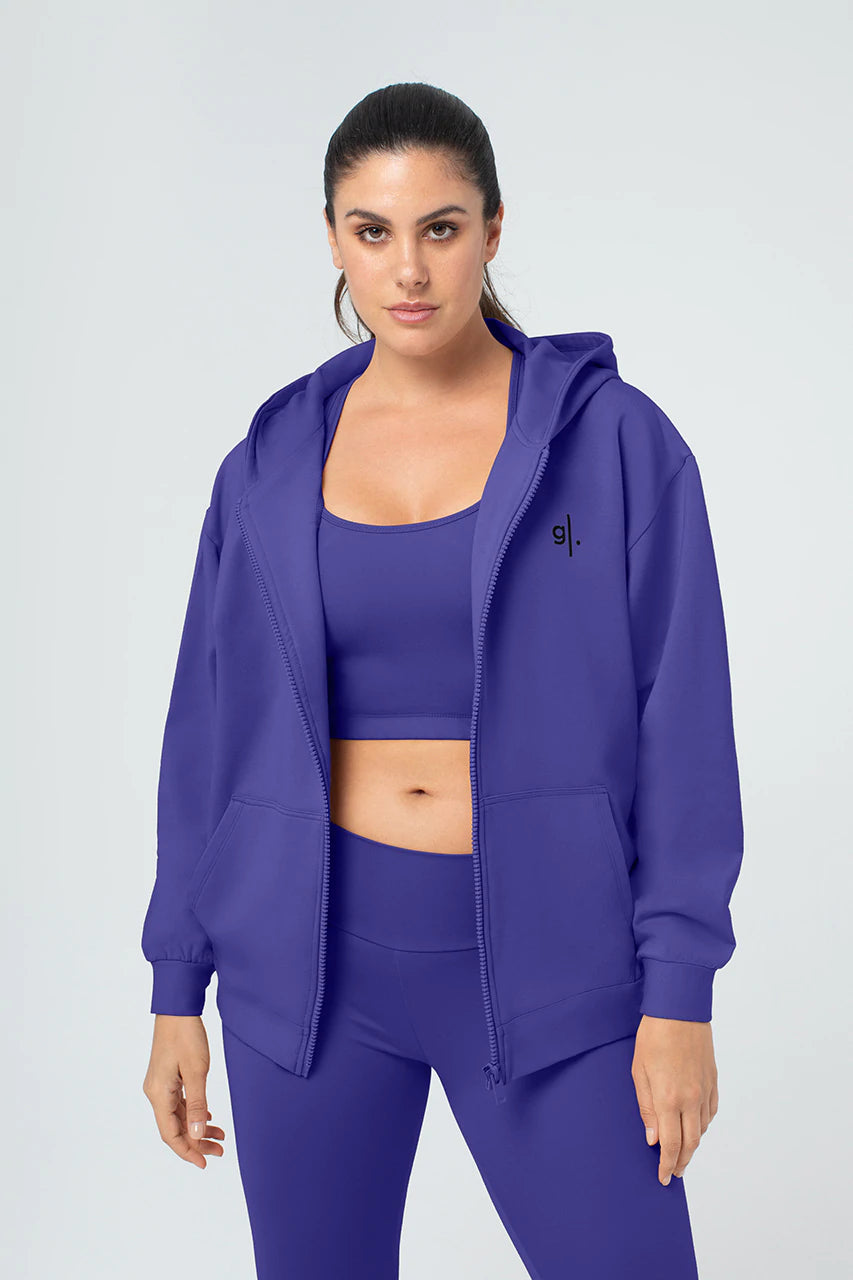 هودي نسائي واسع بسحاب مصنوع من الخيزران العضوي