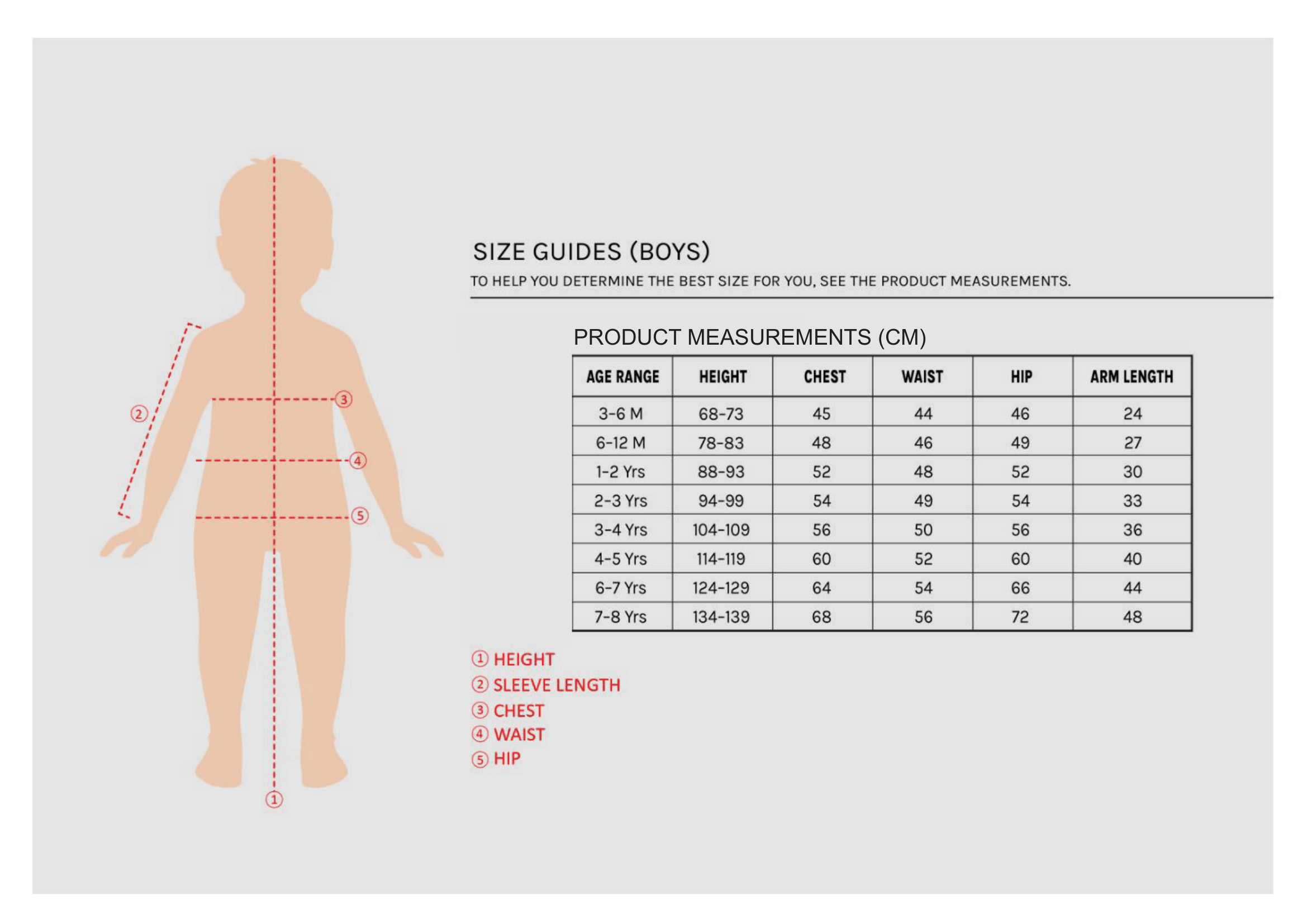 Boy size chart